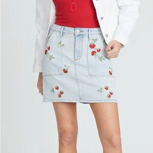 Driftwood Free People Strawberry Fields Embroidered Denim Skirt